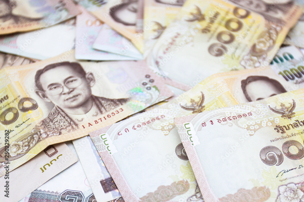 Thousand Thai banknote money background Thousand Thai banknote money background