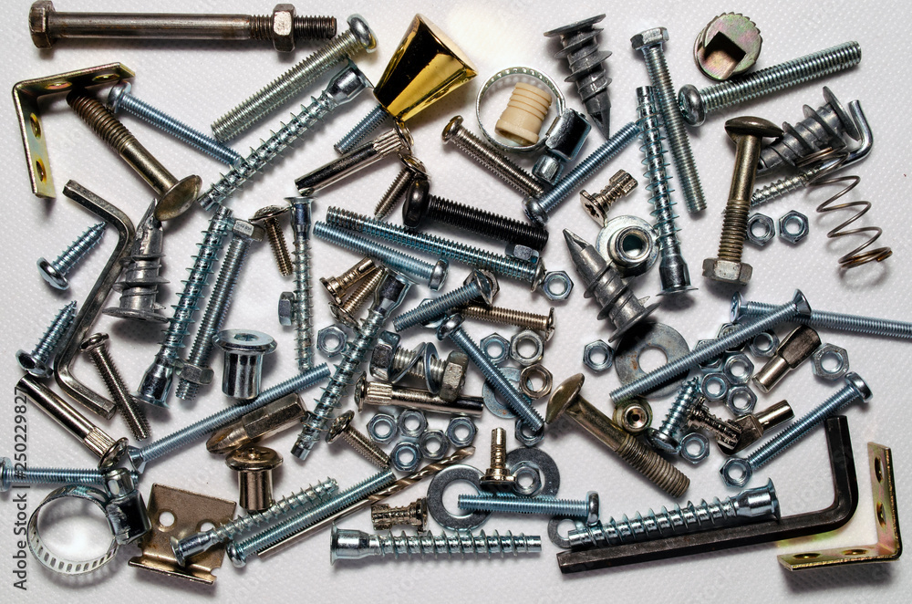 the screws and nut tool on white background the screws and nut tool on white background