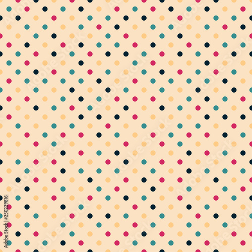 Vector colorful seamless polka dot pattern - retro minimalistic design. Abstract bright background