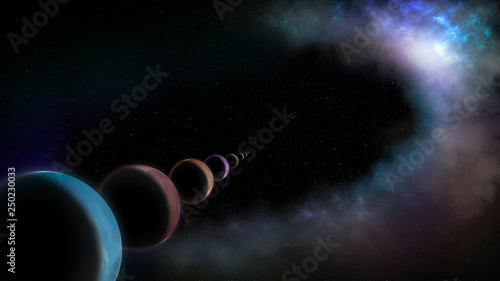 Planets in line. Outer spac...