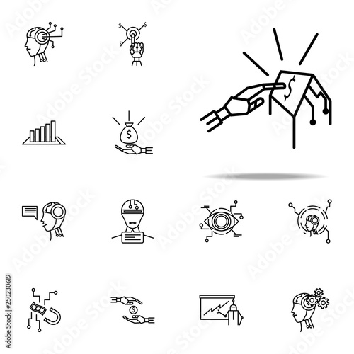 Advisor bot cyborg money icon. Robo icons universal set for web and mobile