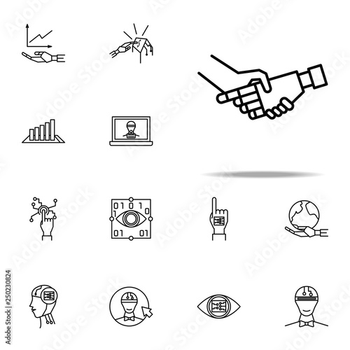 Robot and human hand icon. Robo icons universal set for web and mobile