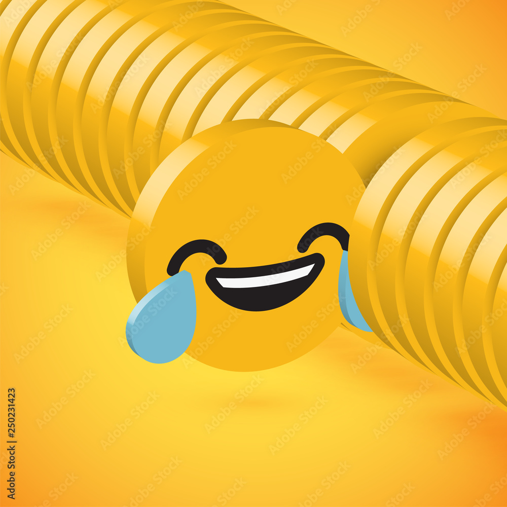 Yellow high detailed 3D disc emoticon selected, vector illustration Yellow high detailed 3D disc emoticon selected, vector illustration