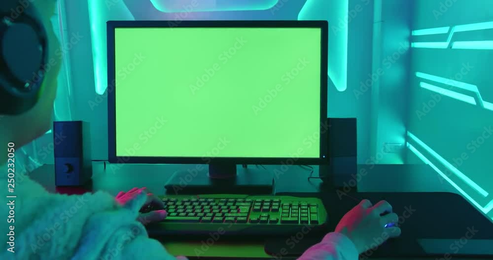 cyber sport gamer with computer