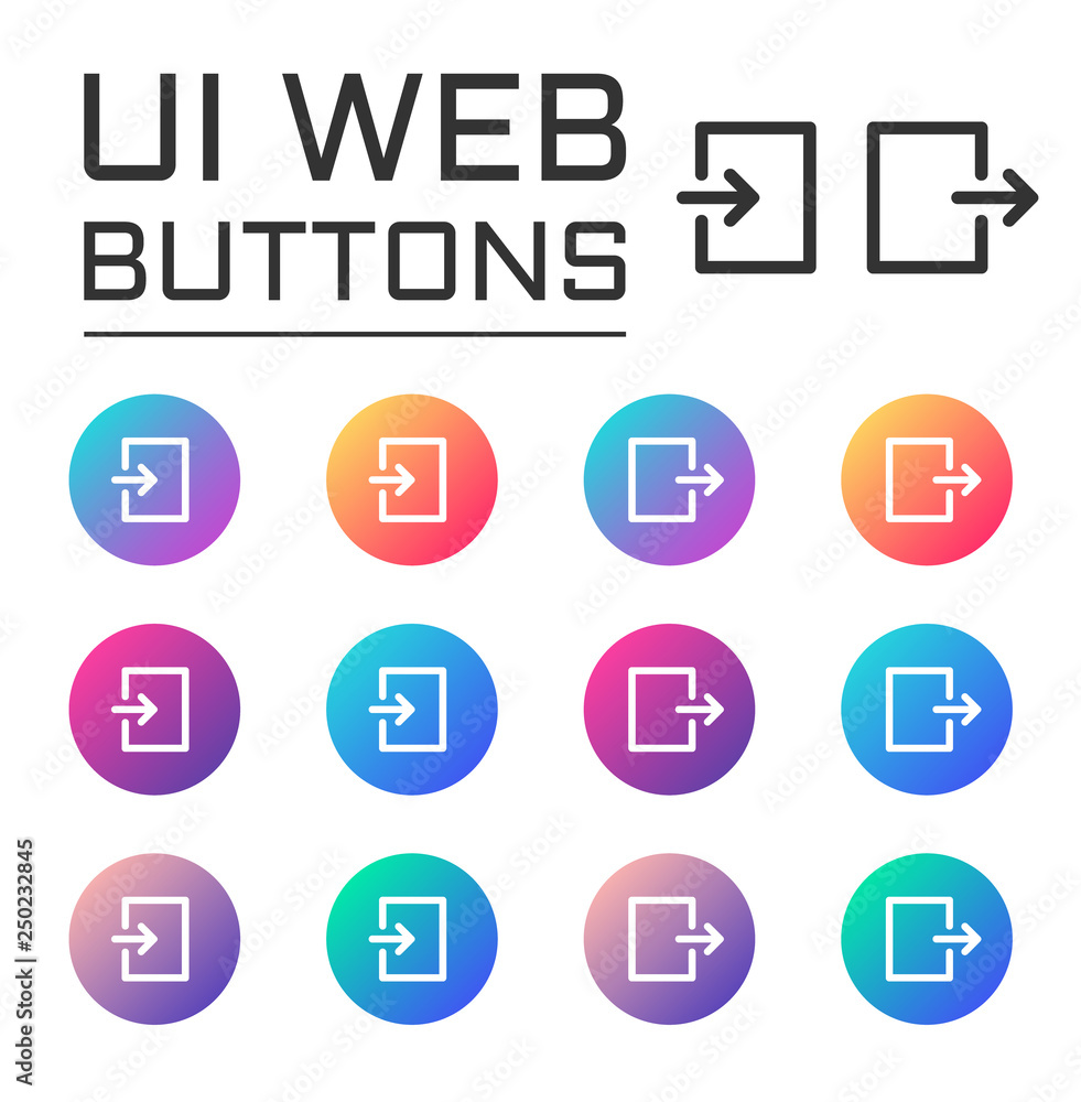 login logout account ui web button. ui elements. login logout vector icons on trendy gradients for web, mobile and user interface design login logout account ui web button. ui elements. login logout vector icons on trendy gradients for web, mobile and user interface design