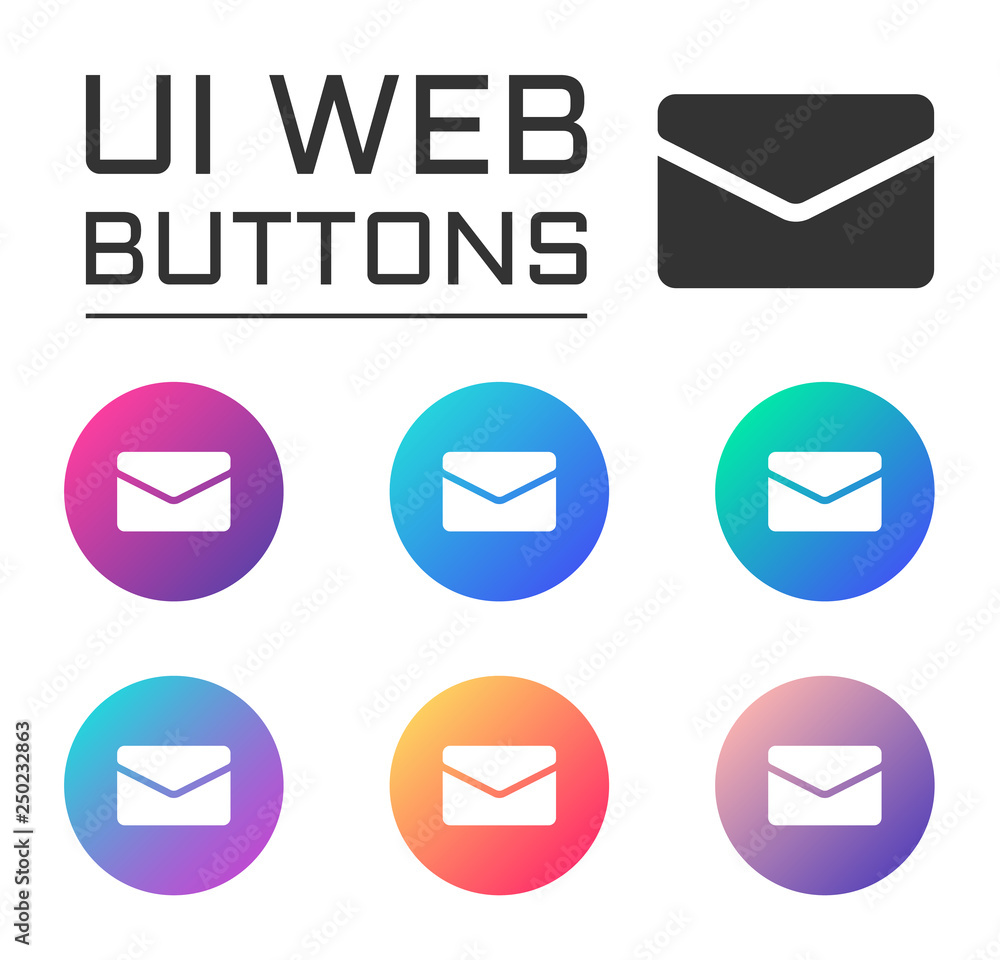 mail envelope account ui web button. ui elements. mail envelope vector icons on trendy gradients for web, mobile and user interface design mail envelope account ui web button. ui elements. mail envelope vector icons on trendy gradients for web, mobile and user interface design