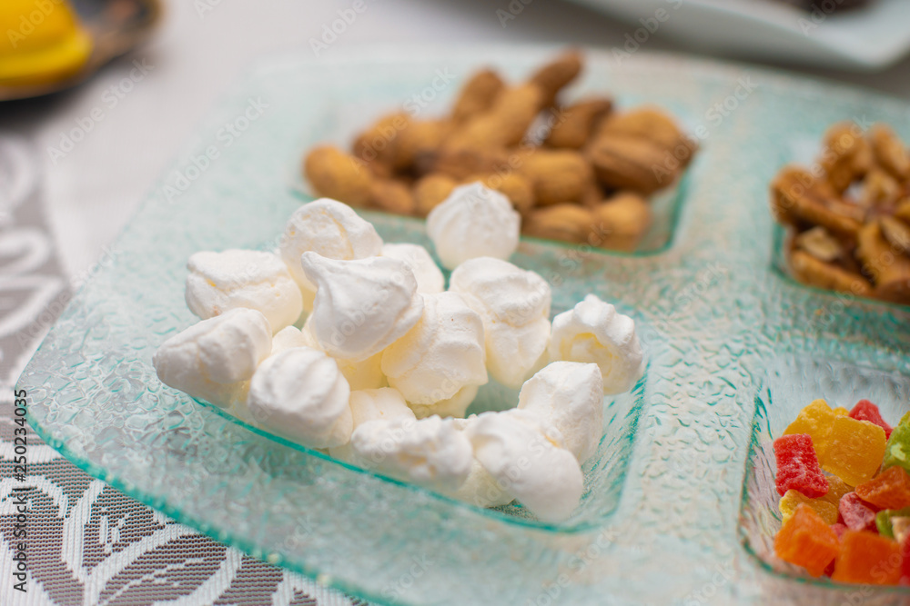 Sweet marshmallow, walnuts and nuts Sweet marshmallow, walnuts and nuts