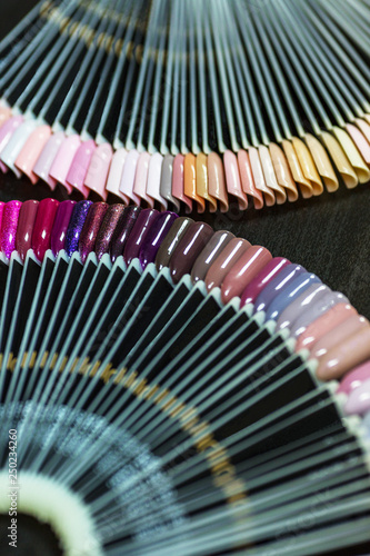 Palette with multi-colored nail polishes  vertical