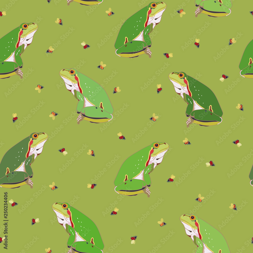 Green pattern with turquoise frog. Green pattern with turquoise frog.