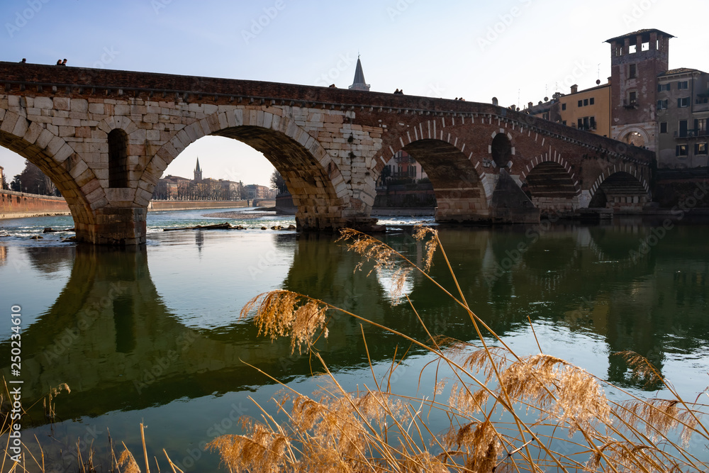 The Ponte Pietra bridge in Verona, Italy - Image