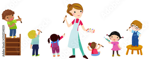 Teacher and children