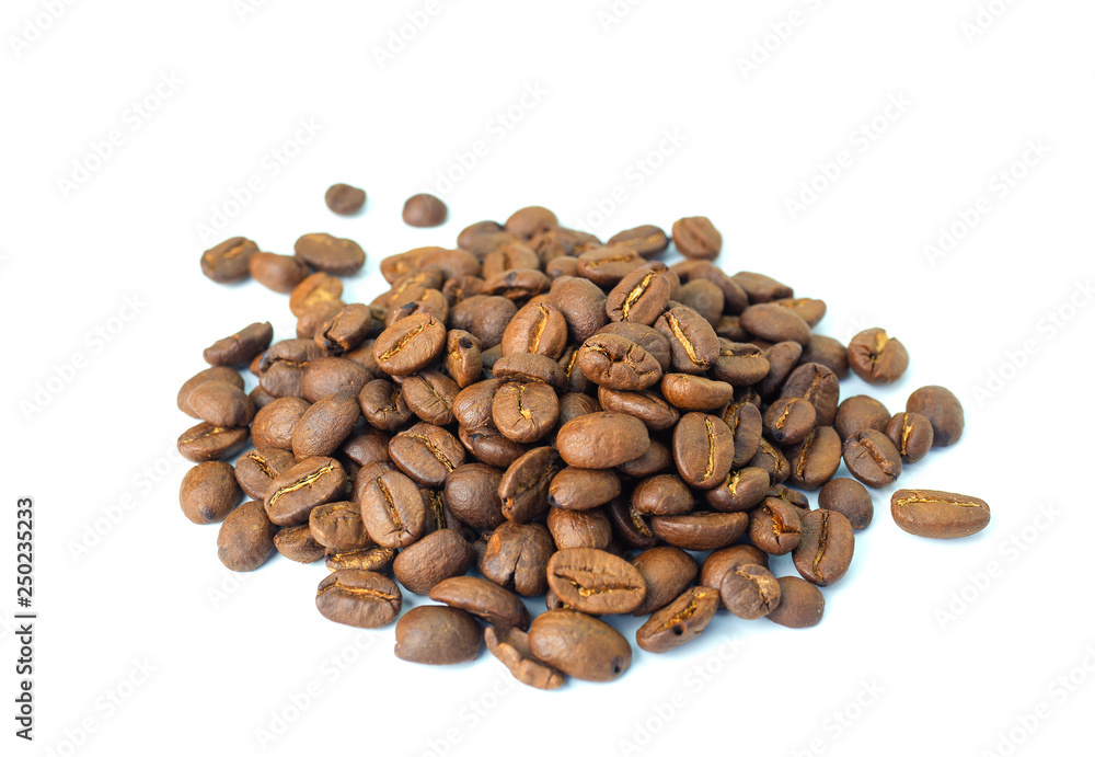 (Close Up) Coffee Beans on white background. (Close Up) Coffee Beans on white background.