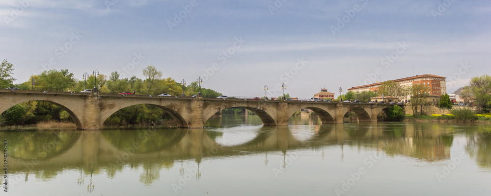 Panorama of the historic Piedra bridge in Logrono, Spain