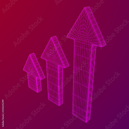 Arrow wireframe low poly mesh vector illustration