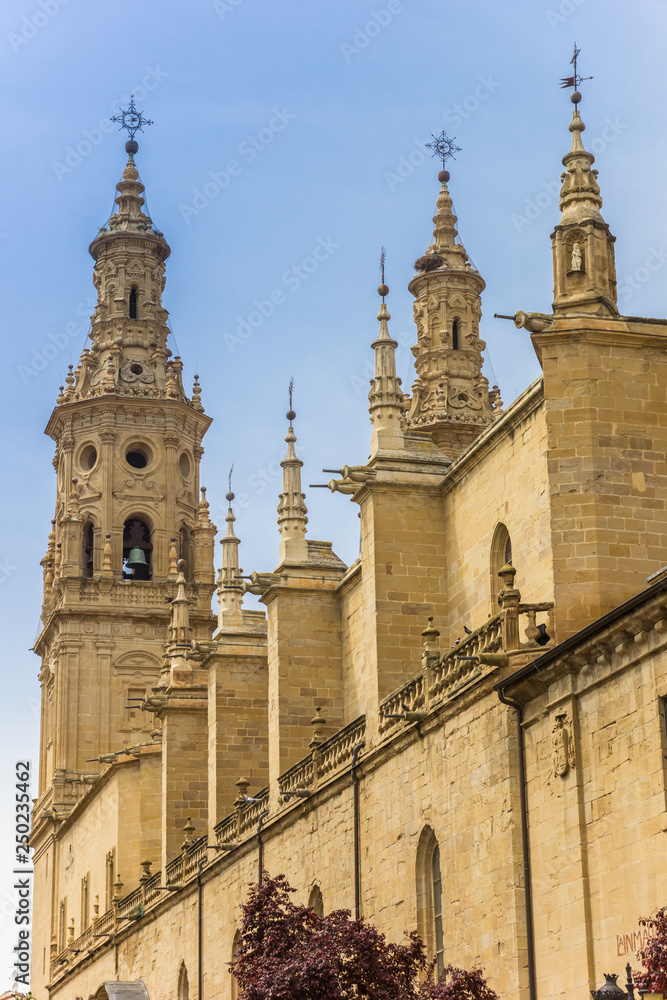 Historic Redonda cathedral in the center of Logrono, Spain