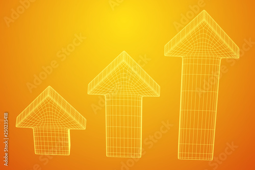 Arrow wireframe low poly mesh vector illustration