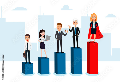 Business people moving up the career ladder