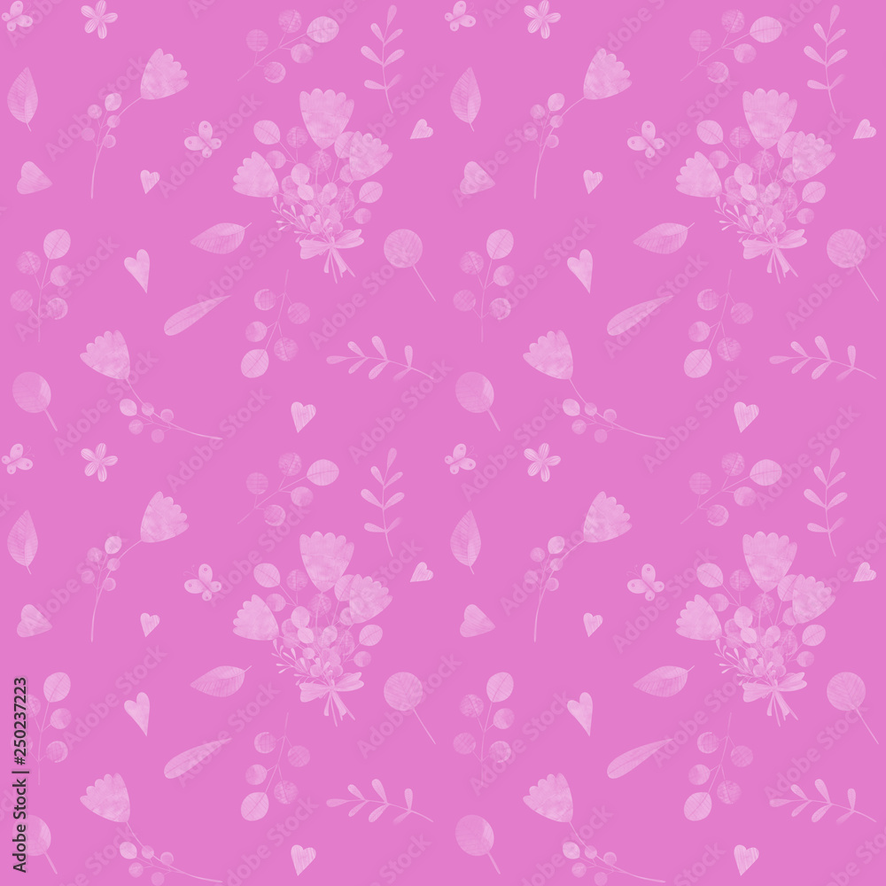 seamless pattern with cute watercolor illustration of stylized flowers. seamless pattern with cute watercolor illustration of stylized flowers.