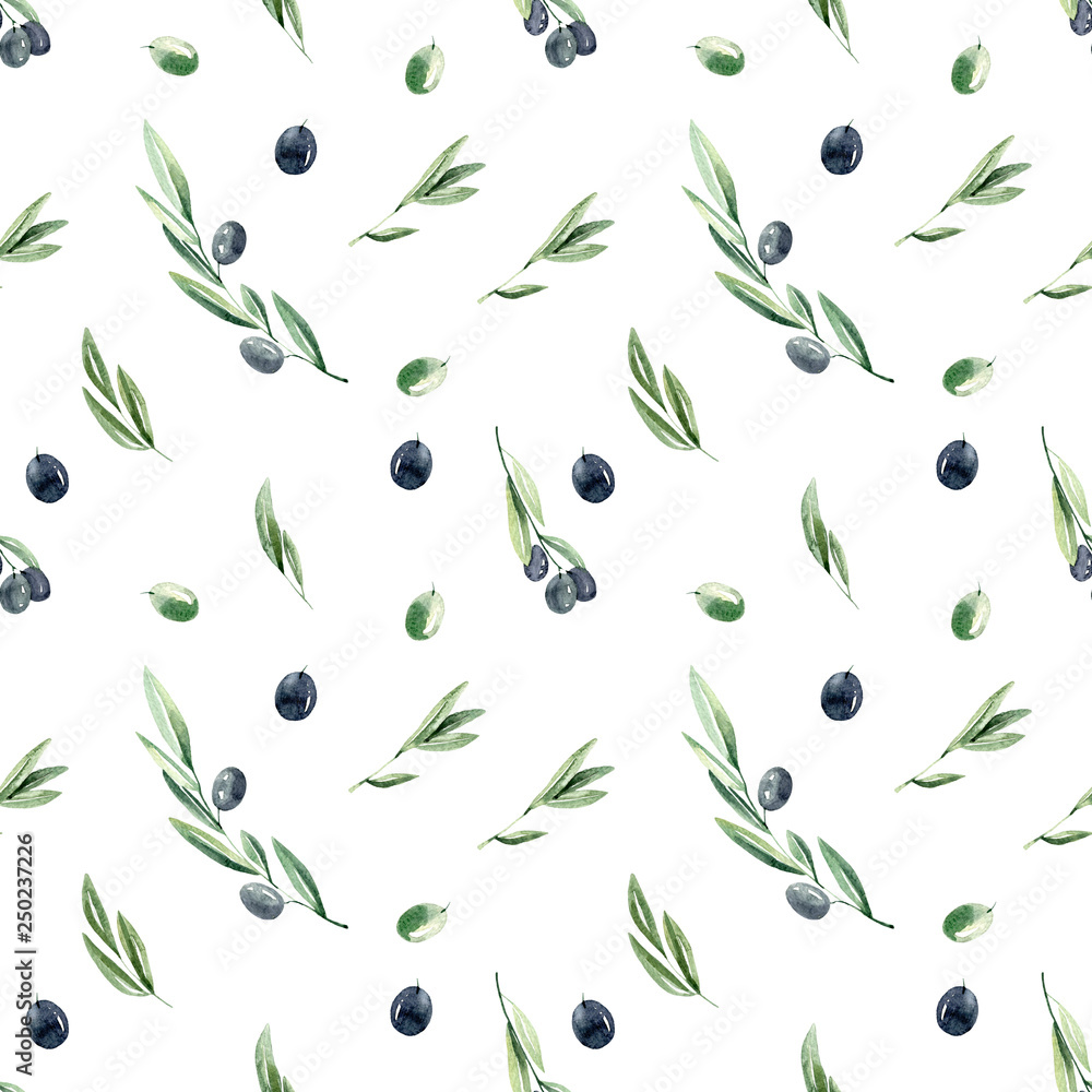 watercolor olive pattern, spring greens, seamless patterns watercolor olive pattern, spring greens, seamless patterns