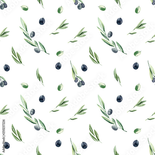 watercolor olive pattern, spring greens, seamless patterns