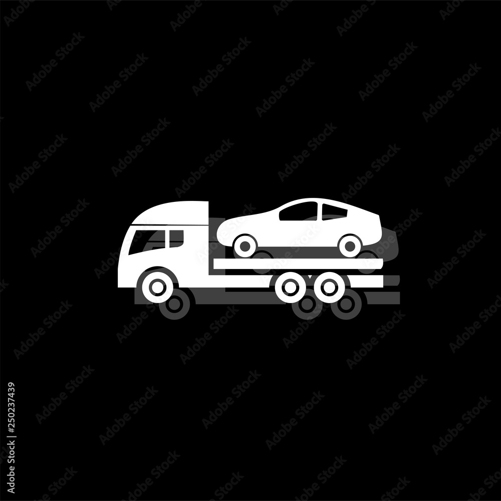 Tow car evacuation icon flat Tow car evacuation icon flat