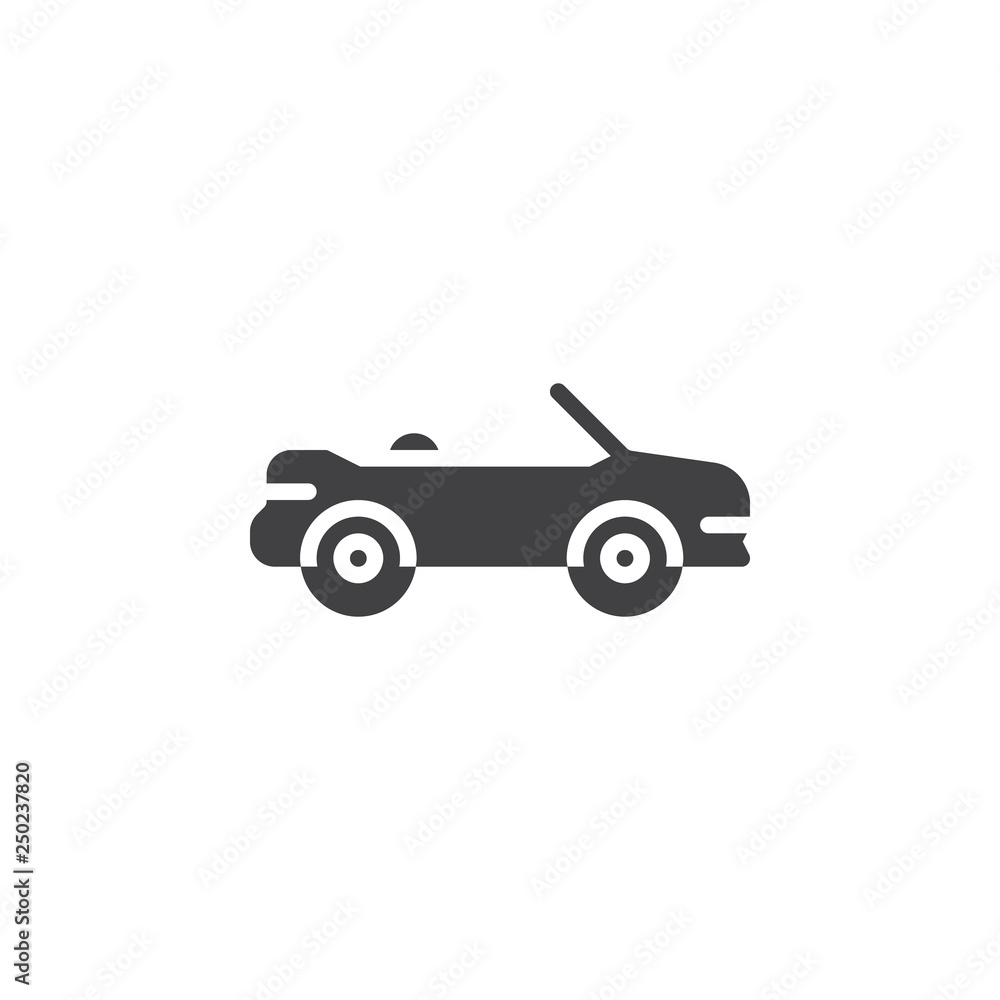 Cabriolet car vector icon. filled flat sign for mobile concept and web design. Convertible car simple glyph icon. Symbol, logo illustration. Pixel perfect vector graphics