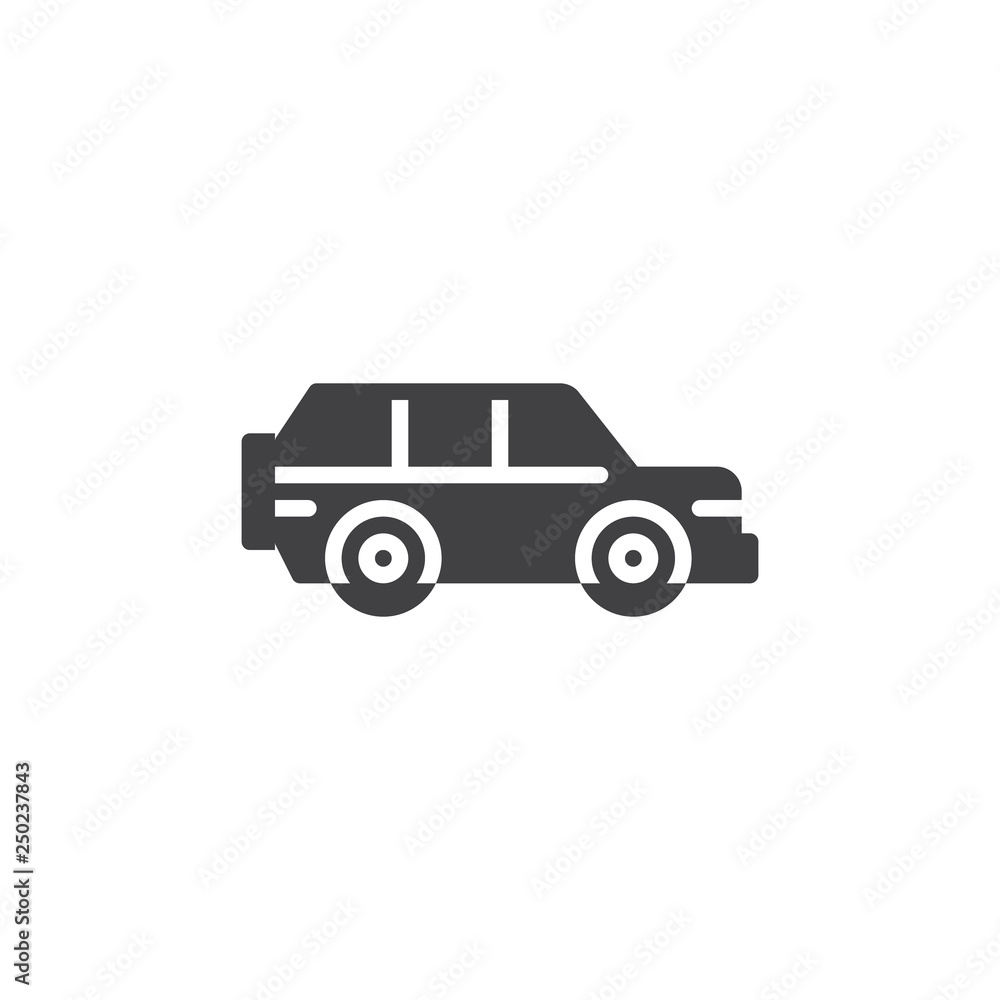 SUV Car vector icon. filled flat sign for mobile concept and web design. Offroad auto simple glyph icon. Symbol, logo illustration. Pixel perfect vector graphics