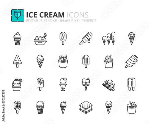Outline icons about ice cream