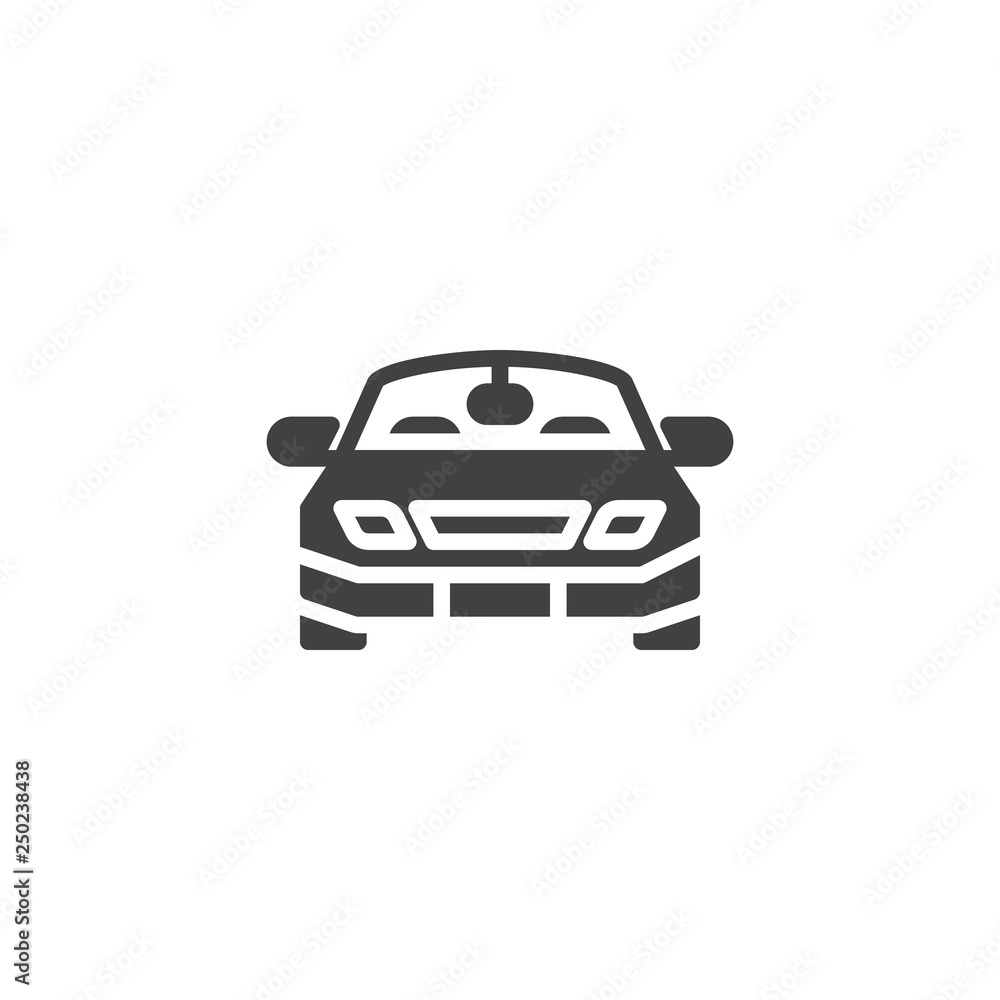 Car front view vector icon. filled flat sign for mobile concept and web design. Sports car simple glyph icon. Symbol, logo illustration. Pixel perfect vector graphics