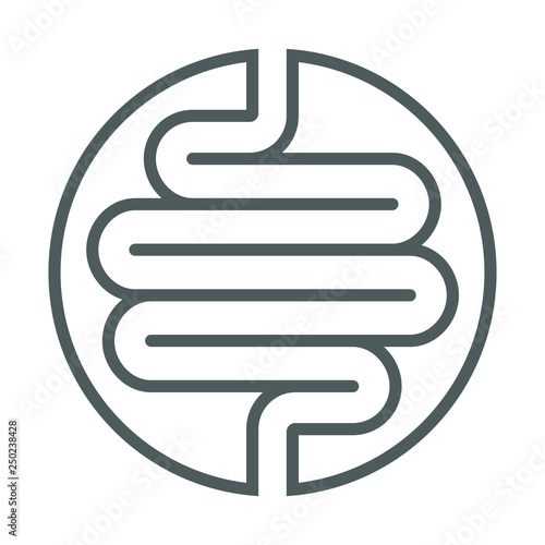 Intestine human icon. Isolated medical symbol in circle on white background. Vector illustration