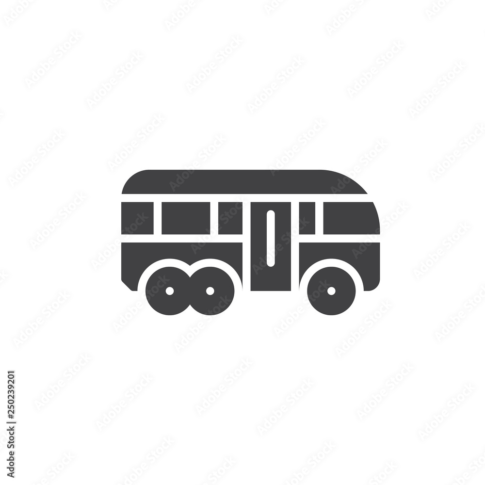 Bus side view vector icon. filled flat sign for mobile concept and web design. Tourist bus simple glyph icon. Symbol, logo illustration. Pixel perfect vector graphics Bus side view vector icon. filled flat sign for mobile concept and web design. Tourist bus simple glyph icon. Symbol, logo illustration. Pixel perfect vector graphics