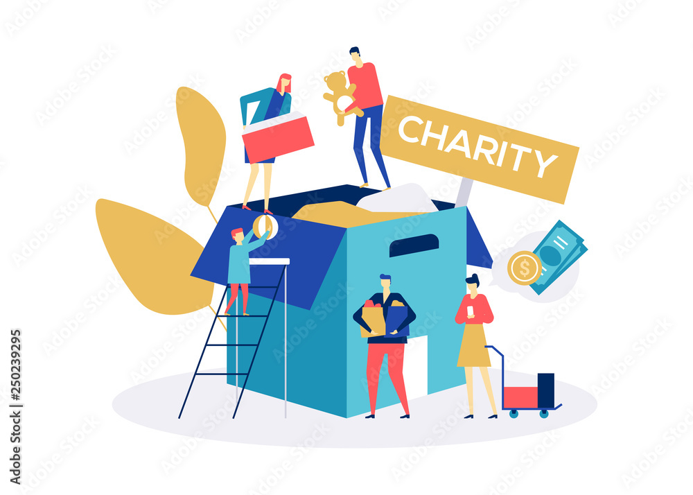 Charity concept - colorful flat design style illustration