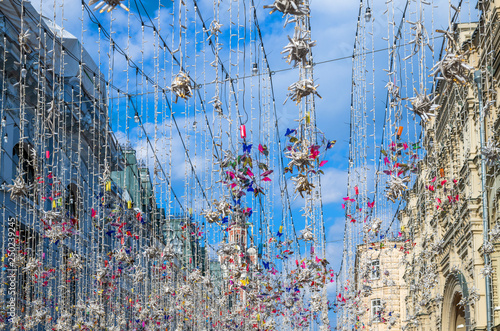 Wallpaper Mural Decoration of garlands over Nikolskaya Street in Moscow, Russia Torontodigital.ca