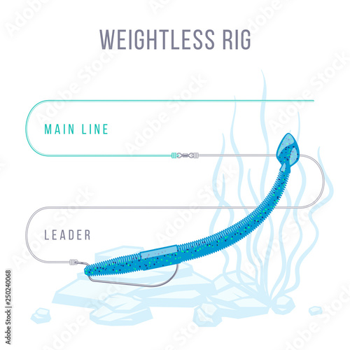 Weightless rigged soft plastic bait setup for bass fishing