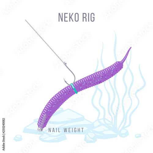 Neko rigged soft plastic bait setup for bass fishing