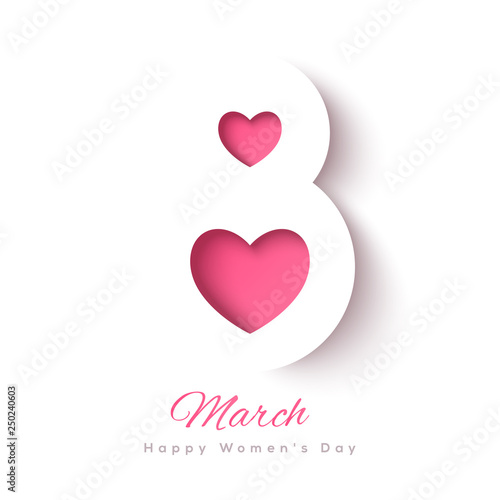 March 8 symbol with pink hearts