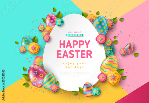 Easter egg frame and flowers