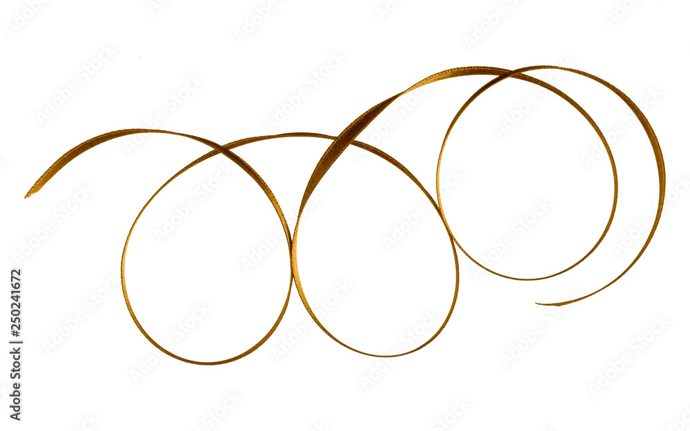 Shiny satin ribbon in brown color isolated on white background close up .Ribbon image for decoration design. Shiny satin ribbon in brown color isolated on white background close up .Ribbon image for decoration design.