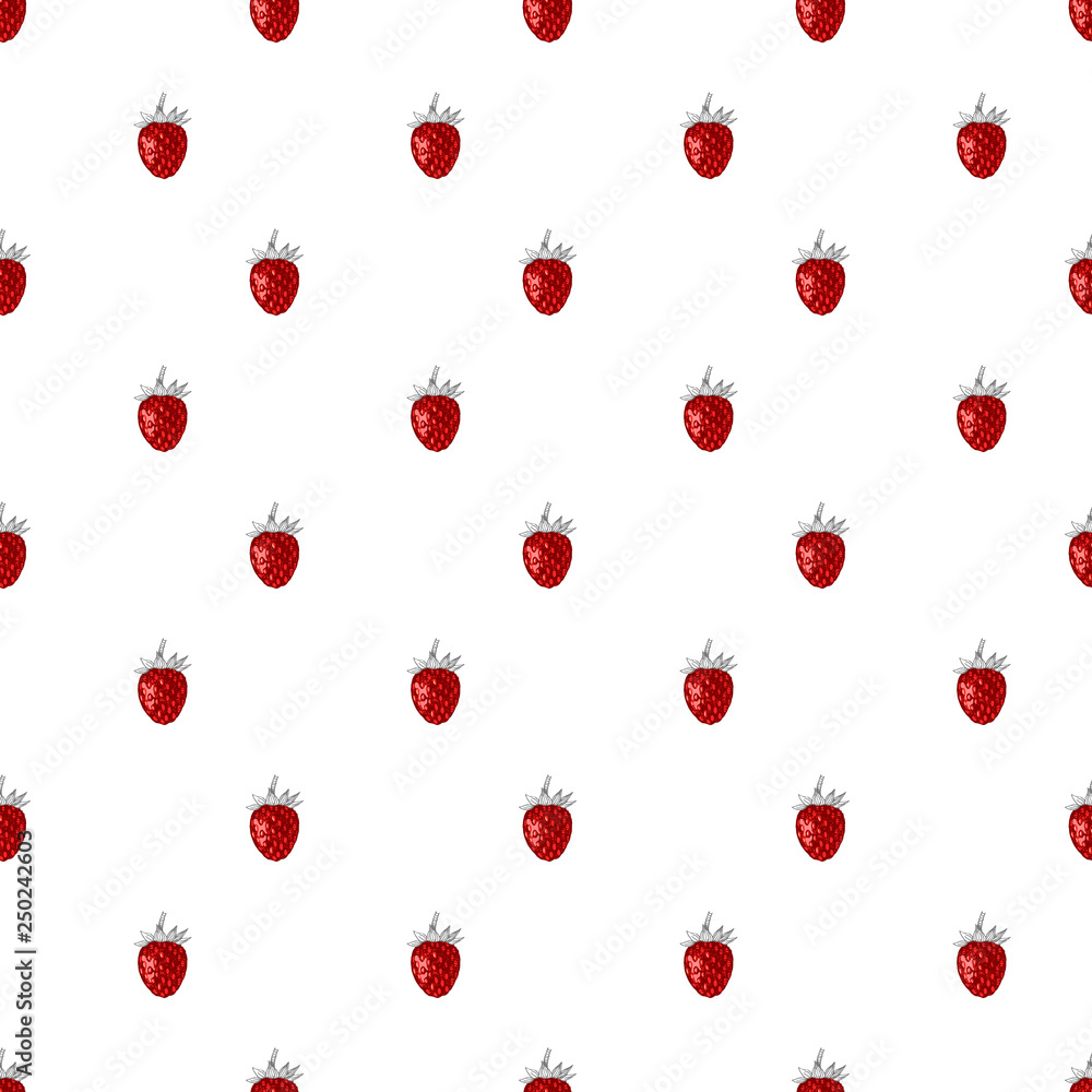 Seamless pattern with hand drawn wild strawberries Seamless pattern with hand drawn wild strawberries