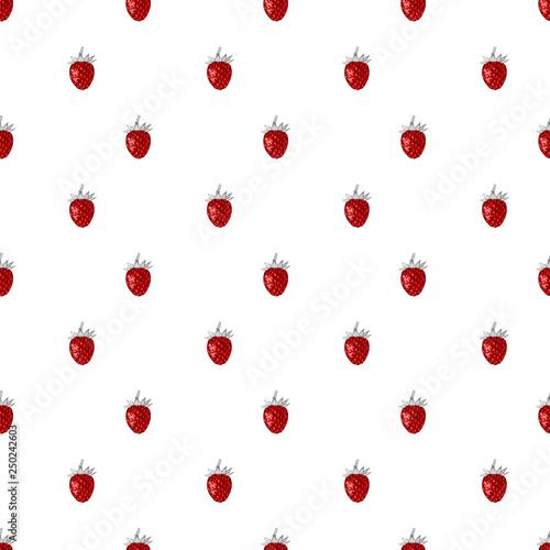 Seamless pattern with hand drawn wild strawberries photo