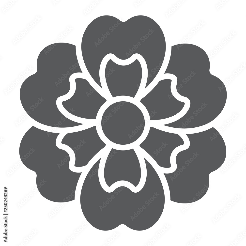 Flower glyph icon, blossom and plant, floral sign, vector graphics, a solid pattern on a white background. Flower glyph icon, blossom and plant, floral sign, vector graphics, a solid pattern on a white background.