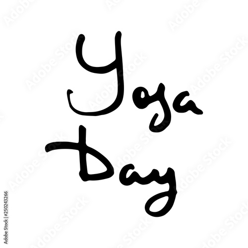 Yoga studio ink logo. Elegant hand lettering for your business. Nice for printed on greeting cards, paper and textile designs, etc.