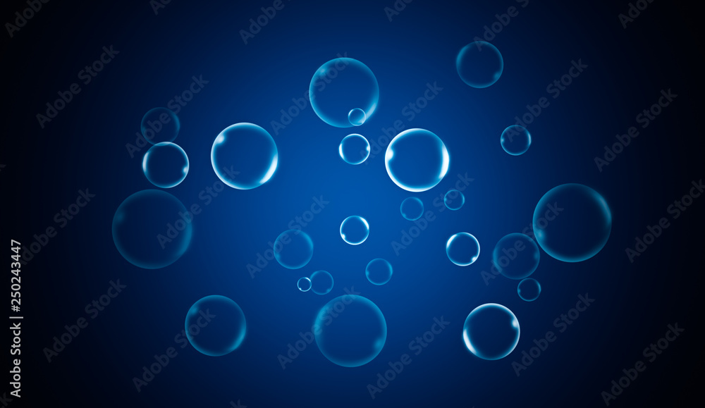 Blue abstract texture. Bubble on isolated blue background.