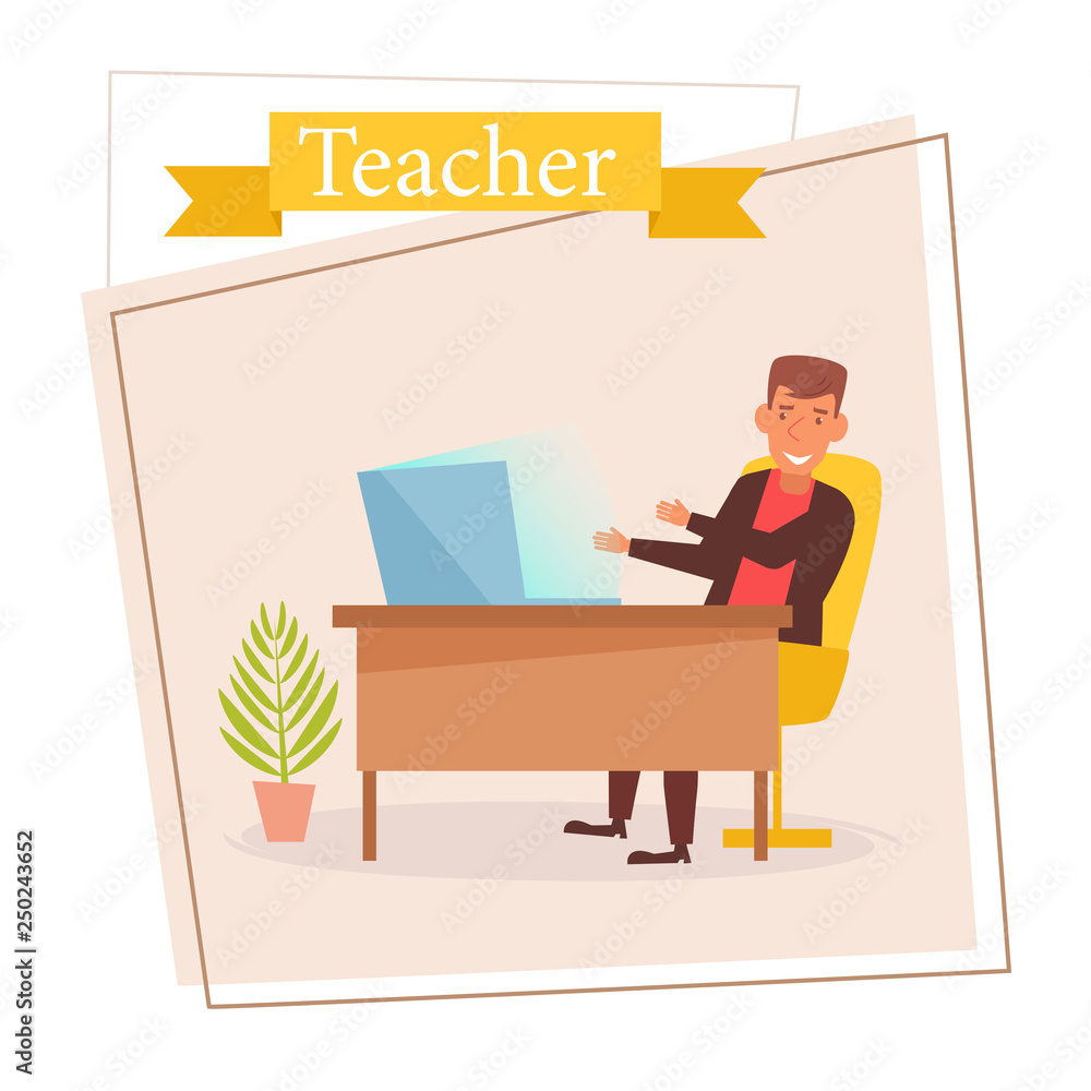 Teacher or businessman Vector. Cartoon. Isolated art on white background. Flat