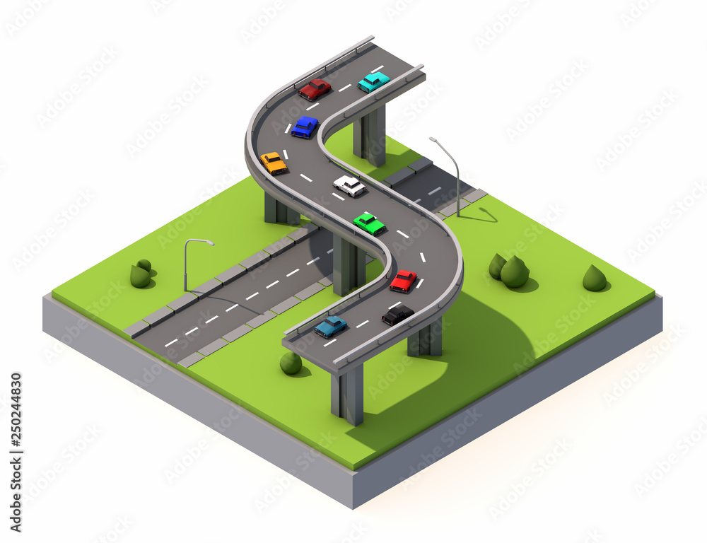 Isometric Highway with Traffic Jam. 3d Rendering Isometric Highway with Traffic Jam. 3d Rendering
