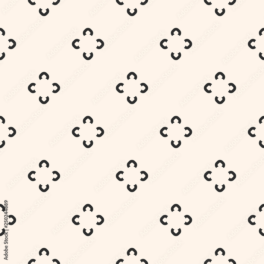 Simple floral pattern. Vector minimalist seamless texture with flower shapes. Abstract monochrome background. Design for decor, textile, bedding, fabric, prints, wrapping Stock | Adobe Stock