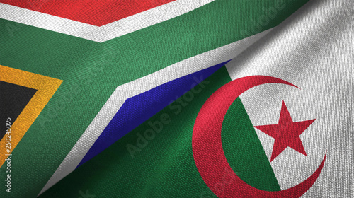 Tableau sur toile South Africa and Algeria two flags textile cloth, fabric texture