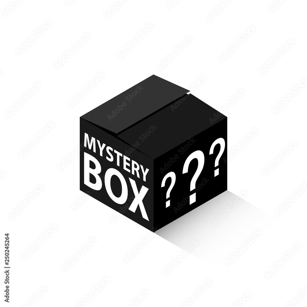 Black mystery box isometric icon. Clipart image isolated on white