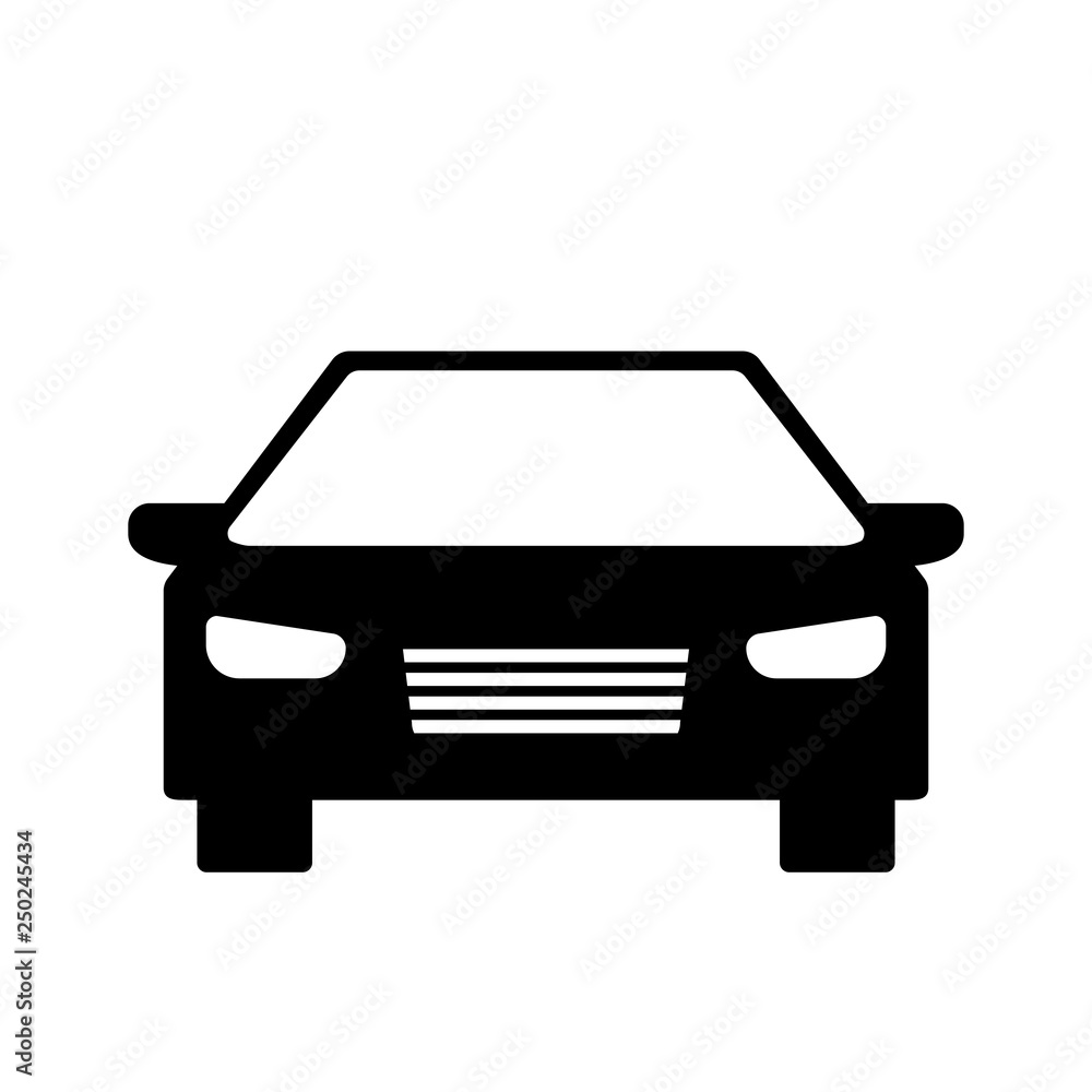 Car front view silhouette icon. Clipart image isolated on white background Car front view silhouette icon. Clipart image isolated on white background
