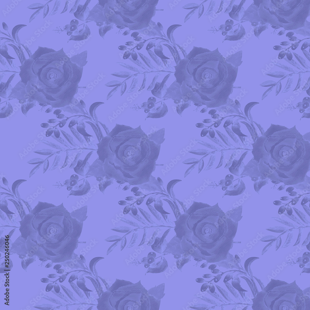 seamless pattern. Set of flower branches. Blue roses, flowers, leaves. Wedding concept with flowers, twigs and leaves. Flower poster, invitation. Watercolor compositions for the design of gr seamless pattern. Set of flower branches. Blue roses, flowers, leaves. Wedding concept with flowers, twigs and leaves. Flower poster, invitation. Watercolor compositions for the design of gr